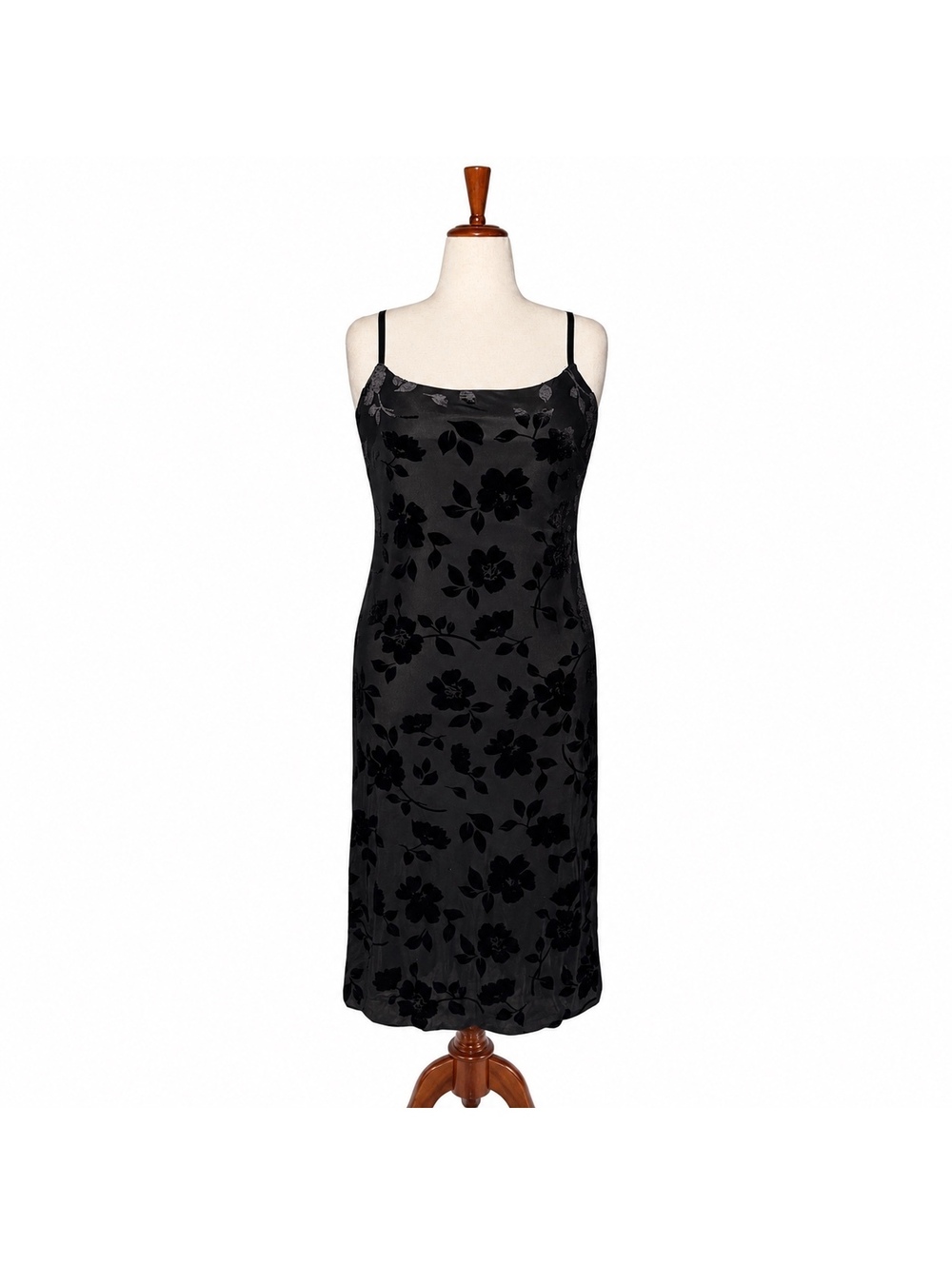 Madden NYC Black Floral Velvet Midi Slip Dress XXL